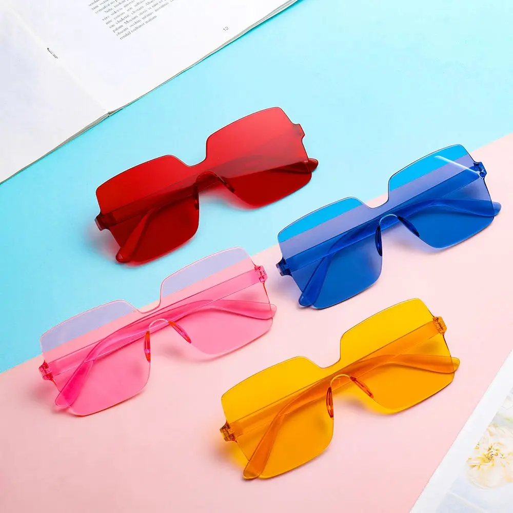 Accesorios Gafas de sol cuadradas sin montura transparentes de moda Gafas de sol para mujer - imagen 4