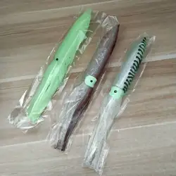 Swolfy 3 uds pesca en el mar hueco piel de calamar grande lubina cebo Luya barco pesca calamar cebo suave aguja verde grande 31cm 67g
