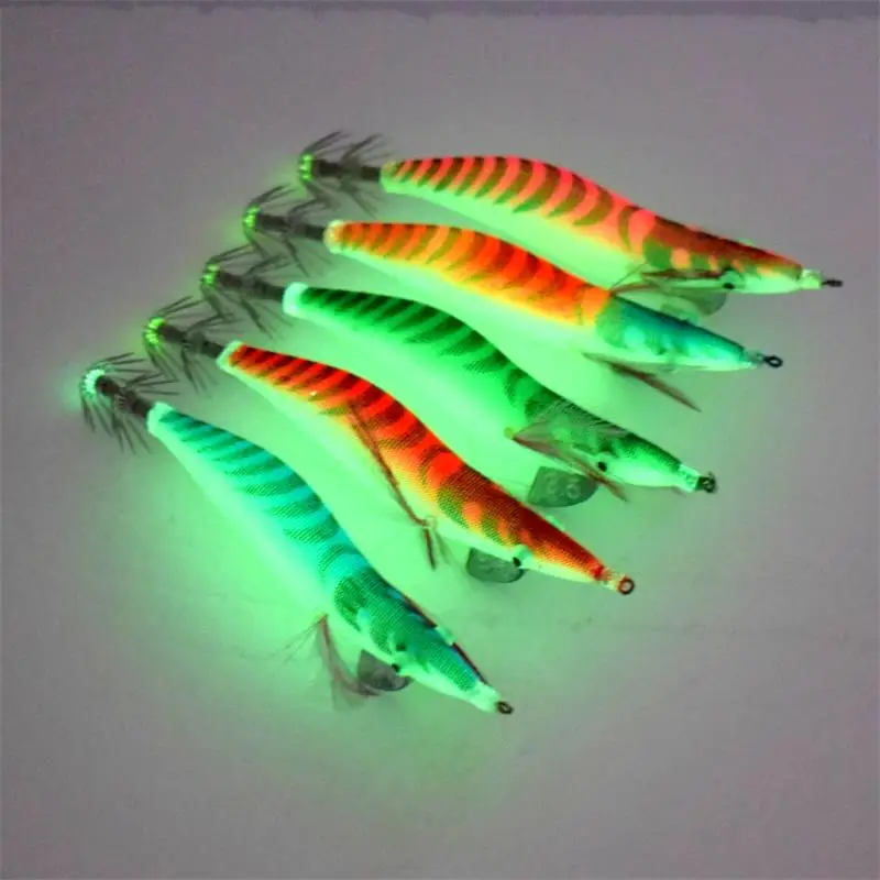 Cebo luminoso camarón anzuelo doble simulado calamar pesca mar