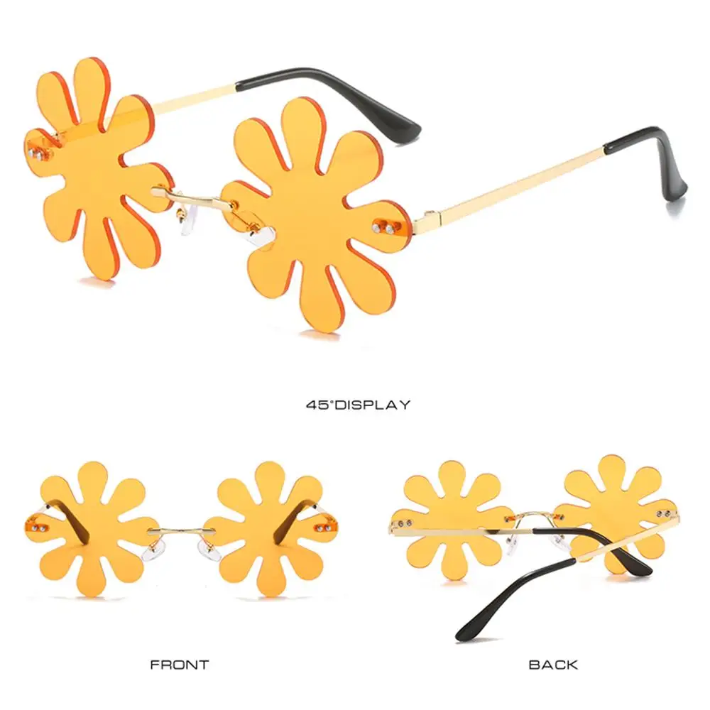 Elegantes gafas de sol en forma de flores con un diseño amarillo vibrante
