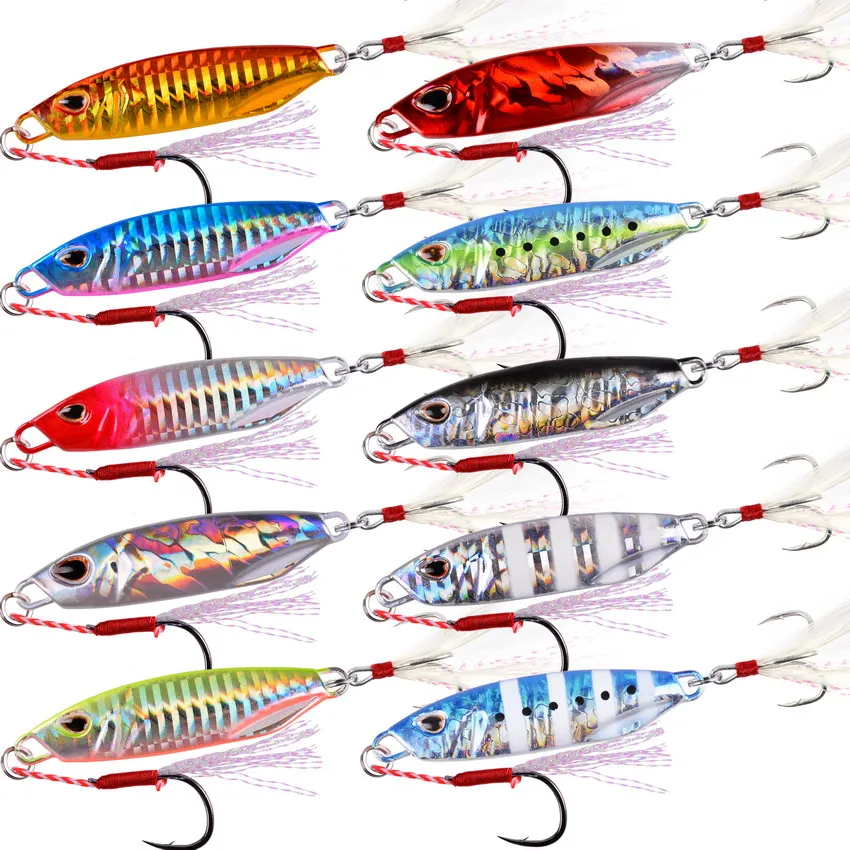 Señuelos de Pesca de Metal, anzuelos de 5 piezas DUO Drag de fundición de 10g/15g, señuelo de Pesca de Jigging lento, plantilla de cuchara, Crankbait de lubina de Metal para agua salada - imagen 3