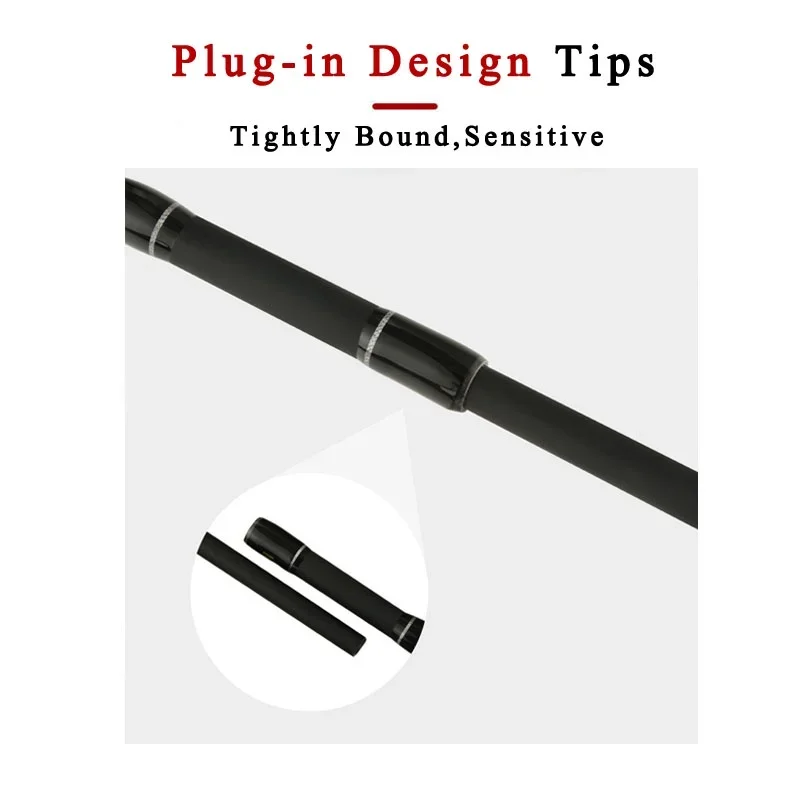 Goture-caña de pescar súper dura de 2 secciones, fibra de carbono H + MH, doble punta superior, caña de fundición giratoria, 7-40g, aparejos de pesca rápidos para trucha - imagen 5