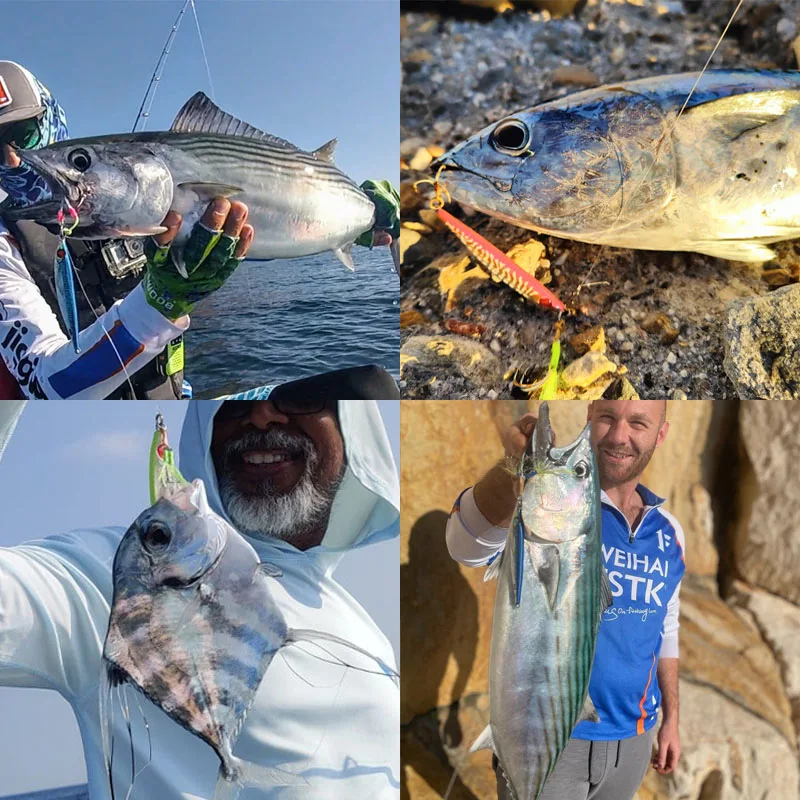 WEIHAI FSTK señuelo de pesca vertical de metal 60 80 100G Shore Cast Jigging cuchara cebo de pesca de lubina trucha Señuelos de Jigging de agua salada - imagen 3