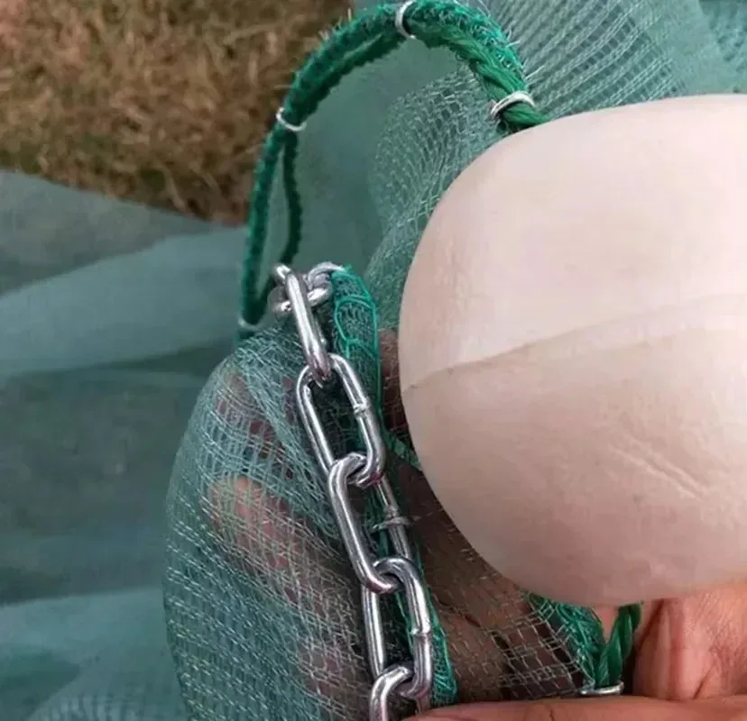 Red de red de pesca con jaula de camarones Lawaia con cadena de hierro, trampa de pesca, flotador de espuma - imagen 3