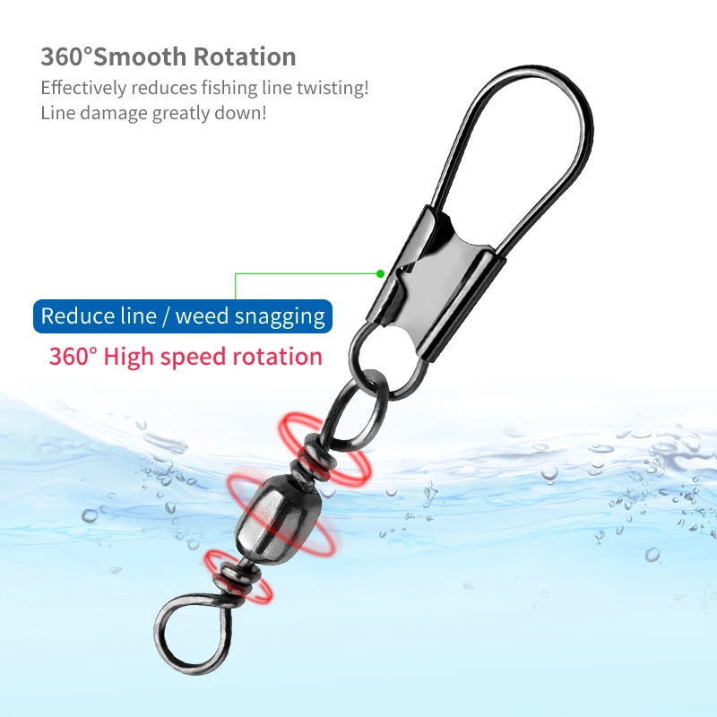 40 piezas de conector de pesca Pin 6 # -10 #   Rodamiento de acero inoxidable, accesorios de aparejos de pesca giratorios para anzuelo de señuelo con caja - imagen 3