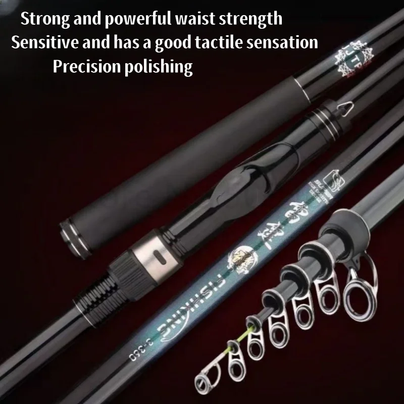 Caña de pescar flotante Rocky, 2,7 m, 3,6 m, 3,9 m, 4,5 m, 5,4 m, anillo guía grande, caña de pescar giratoria con lanzamiento remoto, pesca de carpa - imagen 3