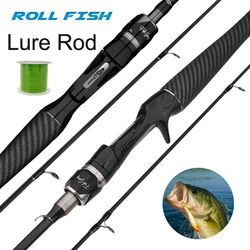 ROLLFISH-caña de pescar con señuelo de agua salada y agua dulce, acción rápida, ligera, alta para lubina, perca, carpa + hilo de pescar de 100m