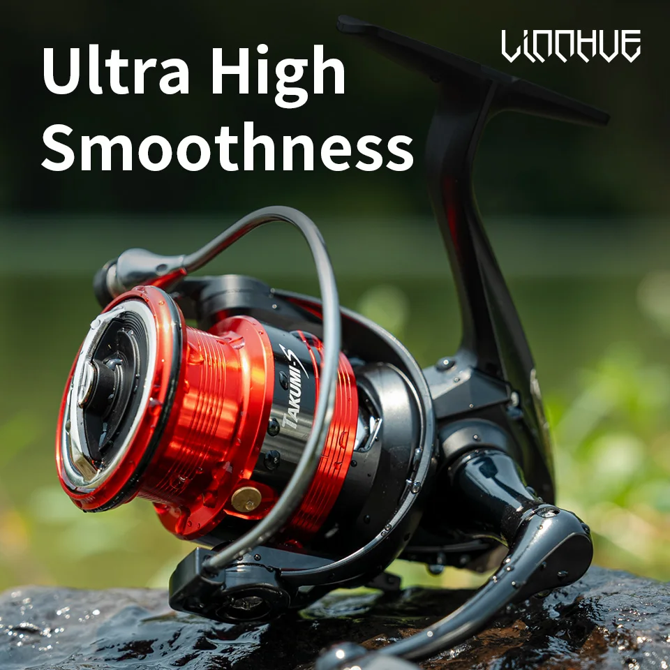 LINNHUE-carrete de pesca LR1500 2500 1000-4000, accesorio de pesca, giratorio, de Metal, de doble agarre - imagen 2