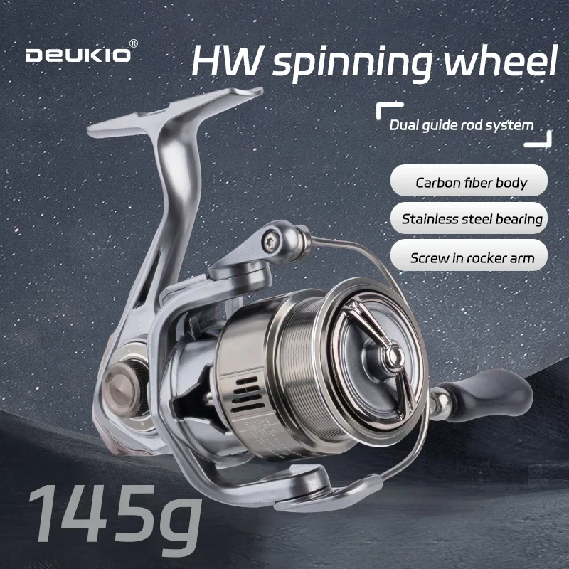 Carrete giratorio DEUKIO Luya, fibra de carbono antialgua de mar, cuerpo ultraligero sellado, resistente al agua, 7 + 1BB, carrete de pesca con rodamiento inoxidable