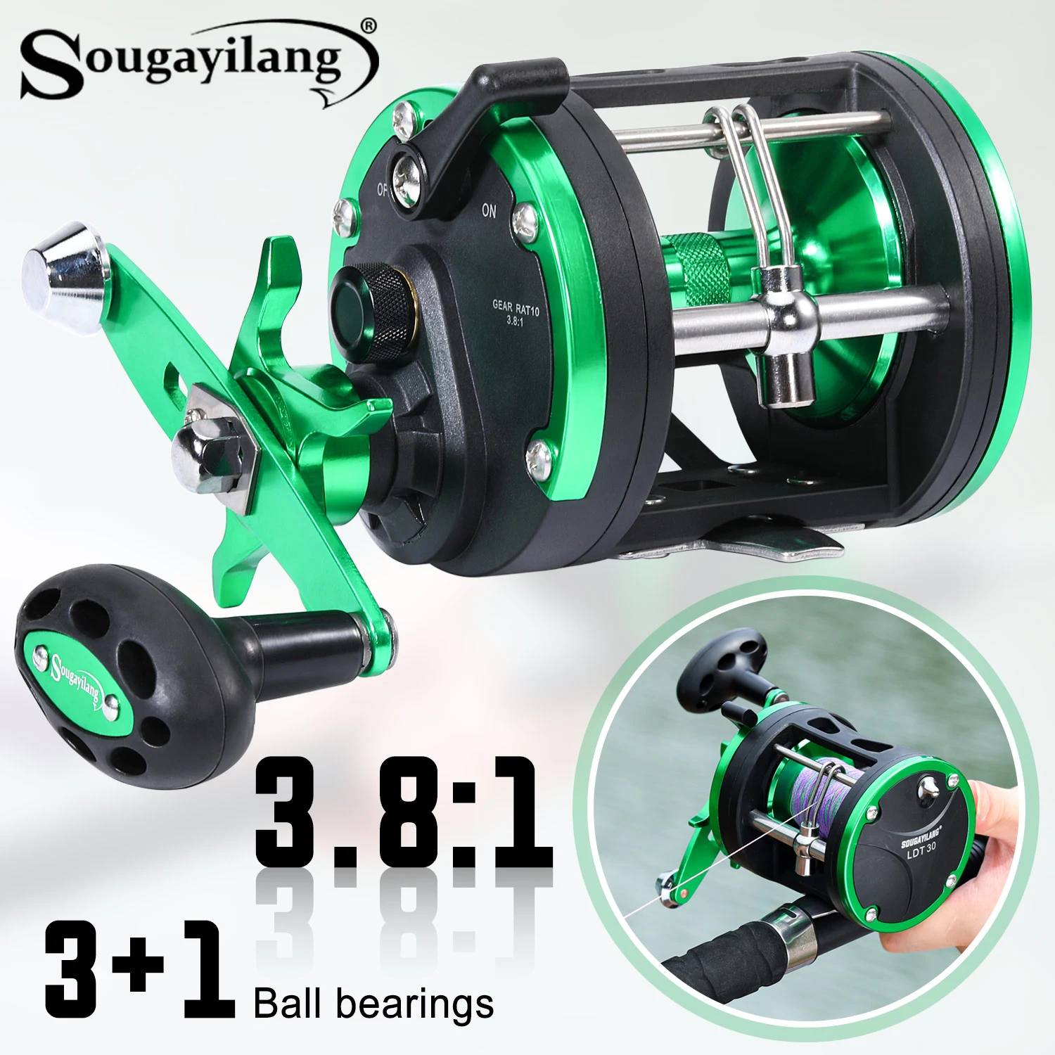 Sougayilang Carrete Pesca Mar – Metálico con Alarma