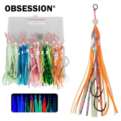 OBSESSION-gabarito de Metal duro Inchiku, faldas de goma, anzuelos de asistencia, deslizador Tai Kabura, pargo, calamar suave de agua salada, anzuelo de pesca de pulpo
