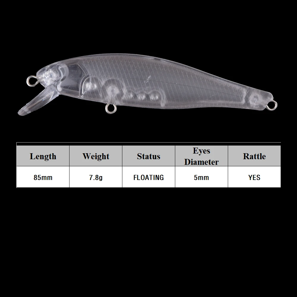 Chan’sHuang 20PCS Unpainted Blank Fishing Lures 8.5cm 7.8g Floating Shallow Minnow DIY Handmade Artificial Fishing Bait - imagen 2