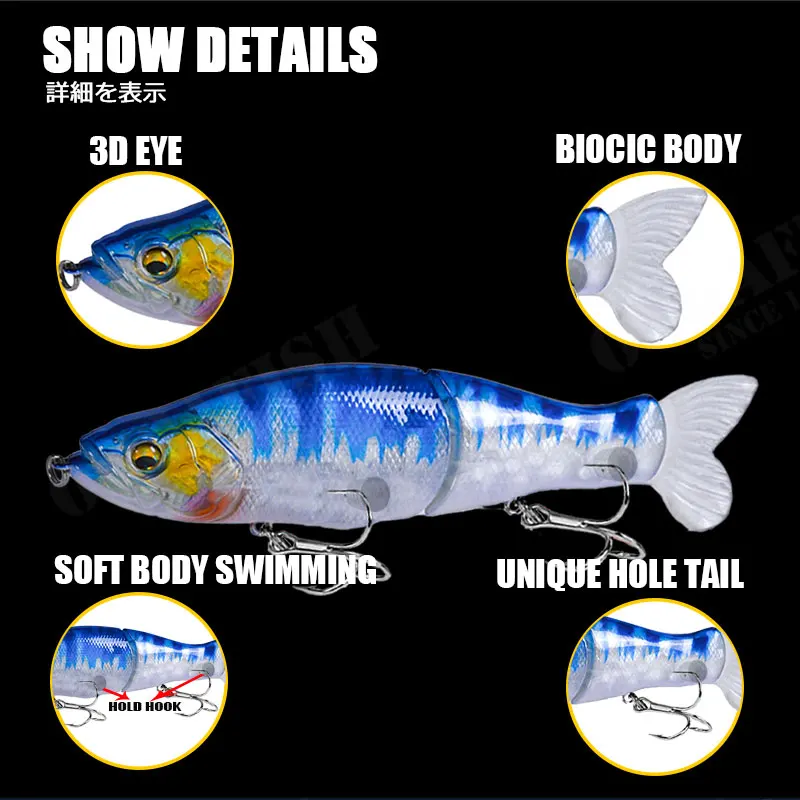 Señuelo de pesca de hundimiento lento, SwimBaits de dos nudos, Wobbler de Minnow de 2022mm con cola suave, Peche En Mer, lucio y lubina Isca Artificial, 135 - imagen 5