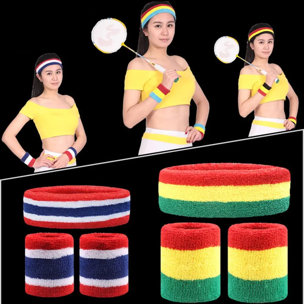 Proteger baloncesto tenis hombres/mujeres Fitness diadema + pulseras soporte para muñeca pulseras deportivas toalla bandas para el sudor - imagen 2