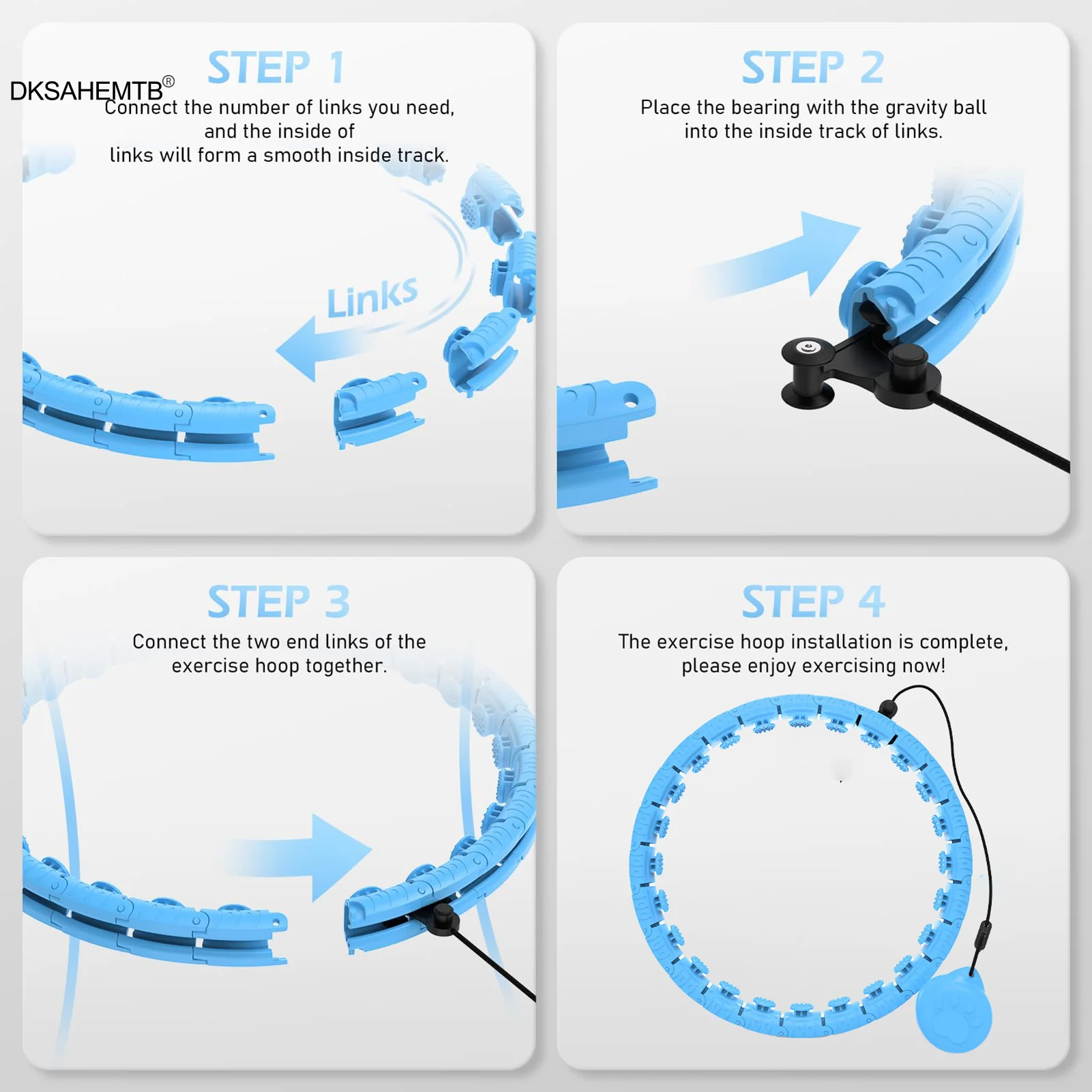 Aro deportivo 2 en 1 con nudos desmontables ajustables para adultos, aro de Fitness para perder peso, peso inteligente de talla grande, Círculo de ejercicio - imagen 5