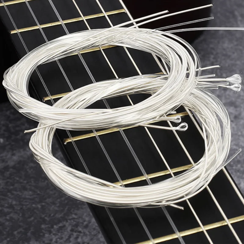 6 uds cuerdas de Metal de nailon clásico púas de guitarra de cuerda plateadas 1-6 alambre de guitarra usado accesorios de guitarra acústica clásica - imagen 3