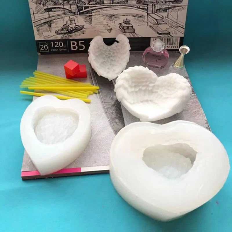 Molde de silicona con alas de amor de Ángel, difusor de piedra para coche, almacenamiento de oficina, adornos epoxi, portavelas, molde, suministros para fabricación de velas - imagen 2