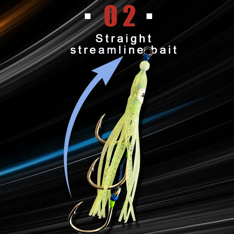 Anzuelo biomimético para pulpo, anzuelo de cuerda de calamar con brillo nocturno, anzuelo de pesca de mar con llama y luna de 14cm, anzuelo con placa de hierro, anzuelo Parker - imagen 2