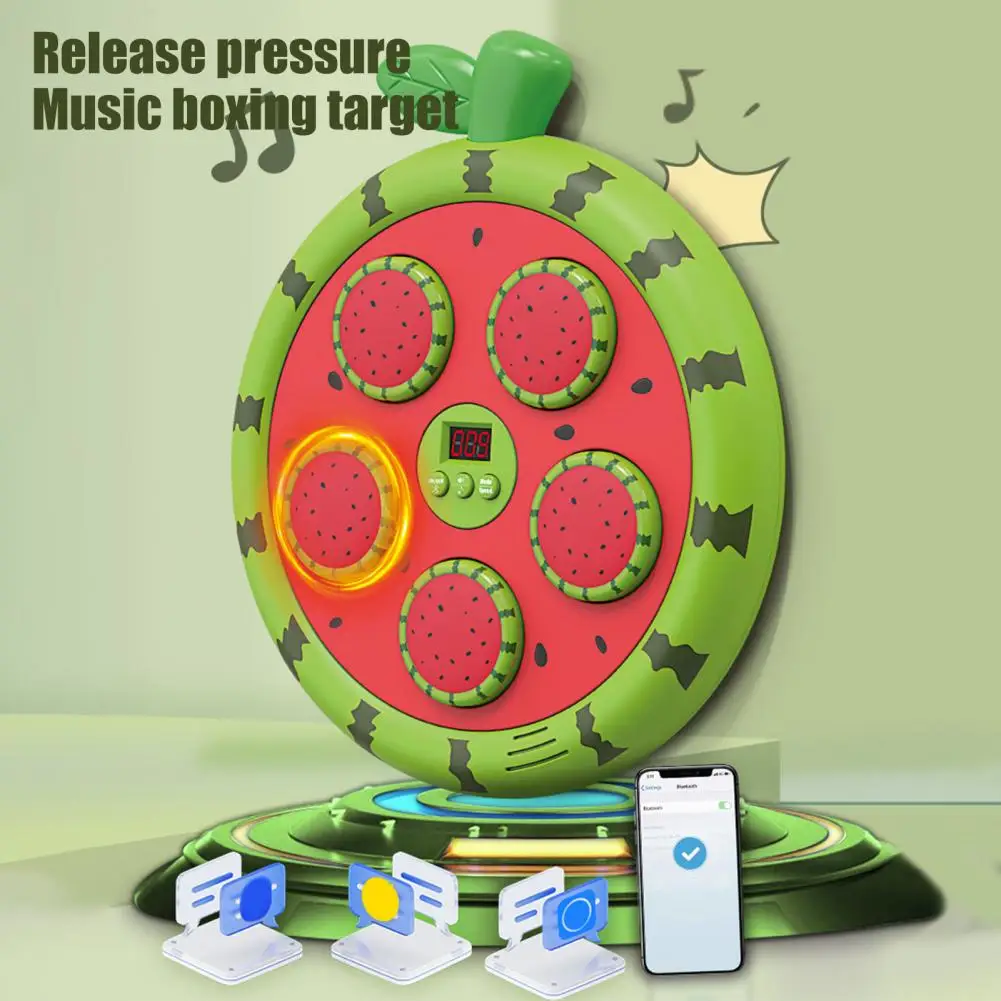 Máquina de boxeo con música de frutas con guantes, montado en la pared, compatible con Bluetooth, LED ajustable, entrenamiento de boxeo, almohadilla de boxeo