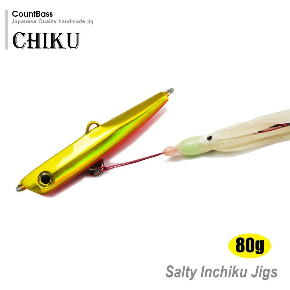 COUNTBASS 80 g 2,8 oz plantillas Inchiku de estilo japonés con anzuelo de asistencia de pulpo, señuelo de pesca de pargo de barco inferior