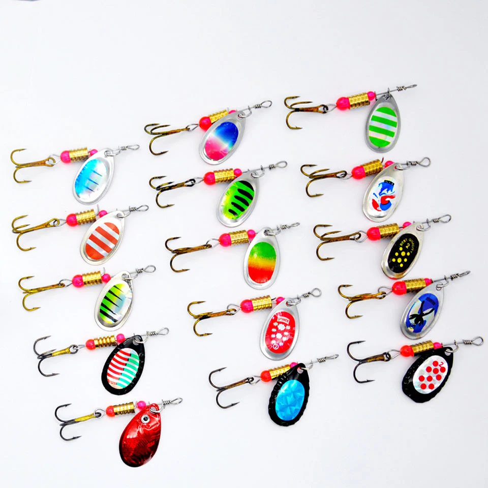 WALK FISH-Juego de Señuelos de Pesca giratorios, cebo Artificial de ganchillo, cuchara de Metal, 15 piezas - imagen 5