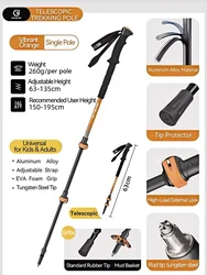 Nuevo poste de senderismo para niños con cerradura exterior ultraligera aleación de aluminio tres secciones telescópicas ajustables bastones para caminar al aire libre