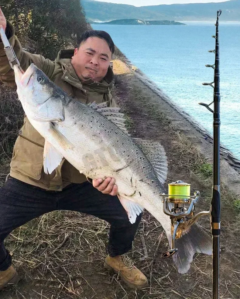 200g señuelo 4,5/5,4 m caña de pescar de mar 36T fibra de carbono distancia lanzamiento océano barco pesca caña giratoria caña telescópica súper dura - imagen 2