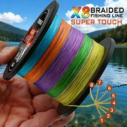 Thornsline-sedal de pesca trenzado de 8 hebras, 300m, 500m, 1000m, línea de pesca trenzada súper fuerte, multicolor, Japón, todo para peces y carpa