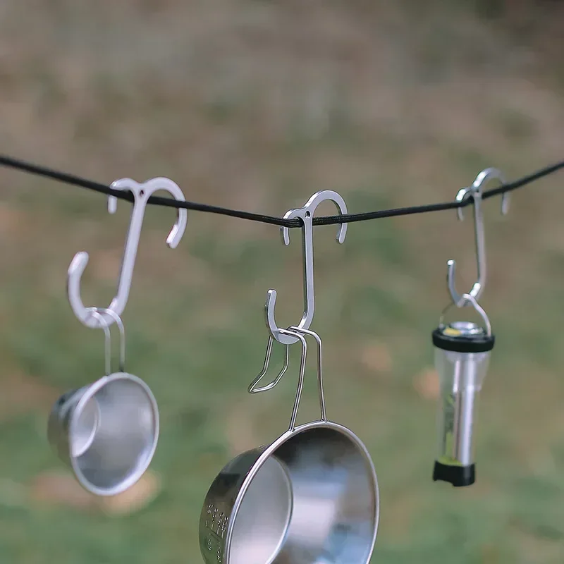 Gancho colgante de cuero en forma de S para exteriores, 1/2/3/4 piezas, utensilios de cocina de viaje, gancho de acabado, soporte para olla, sartén, lámpara, estante de almacenamiento - imagen 2