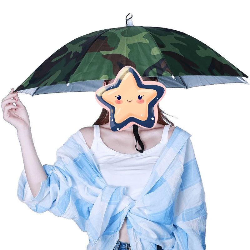 Paraguas de pesca de doble capa, sombrero montado en la cabeza, protección solar, paraguas plegable, protección solar para exteriores - imagen 3