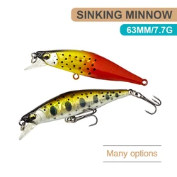Señuelos de pesca de 6,3 cm y 7,7g, pececillo que se hunde, Wobbler, cebo duro Artificial de fundición larga, Jerkbait, accesorios de pesca, trucha y lubina MN712
