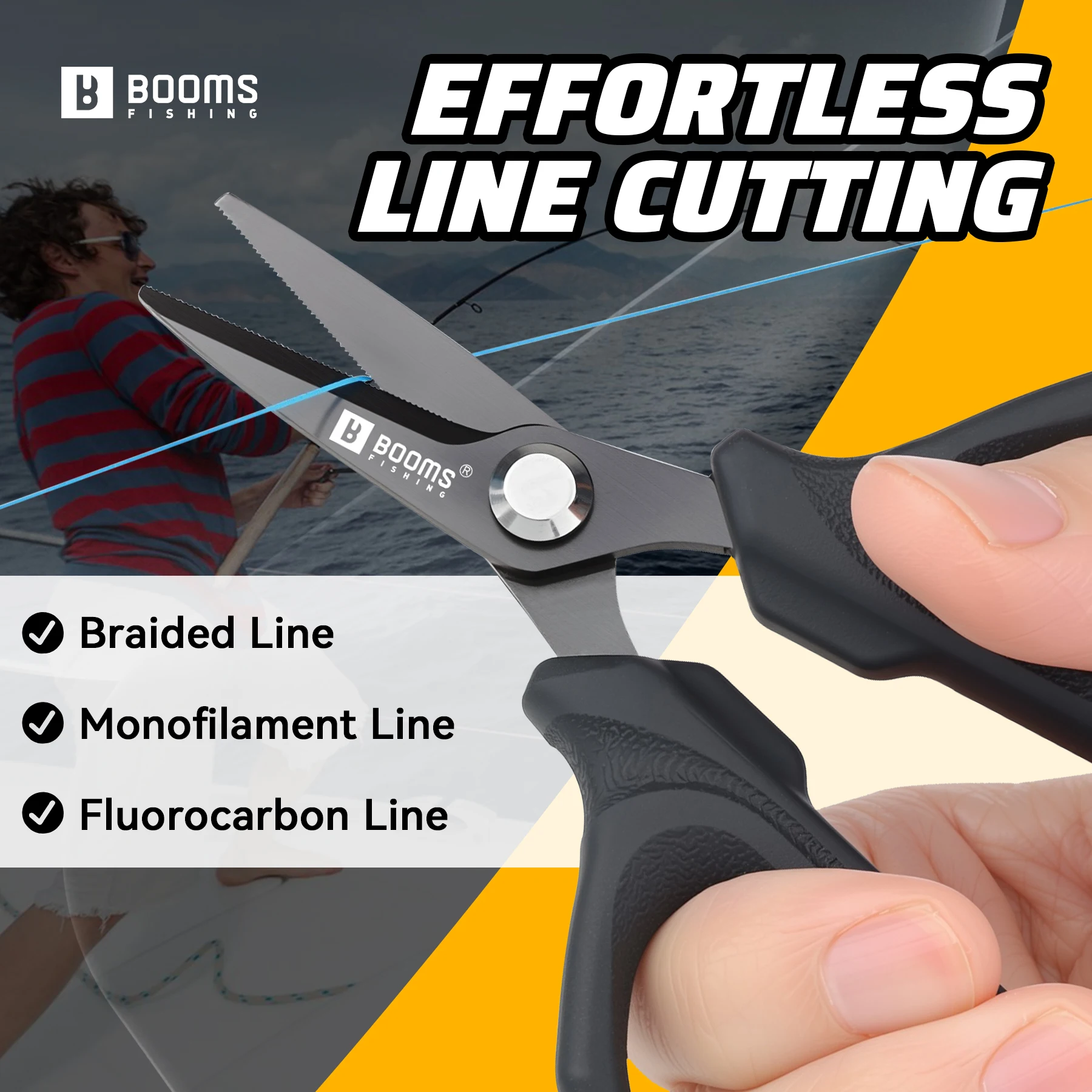 Tijeras de pesca Booms Fishing S07 – Acero inoxidable cuchilla dentada - imagen 5
