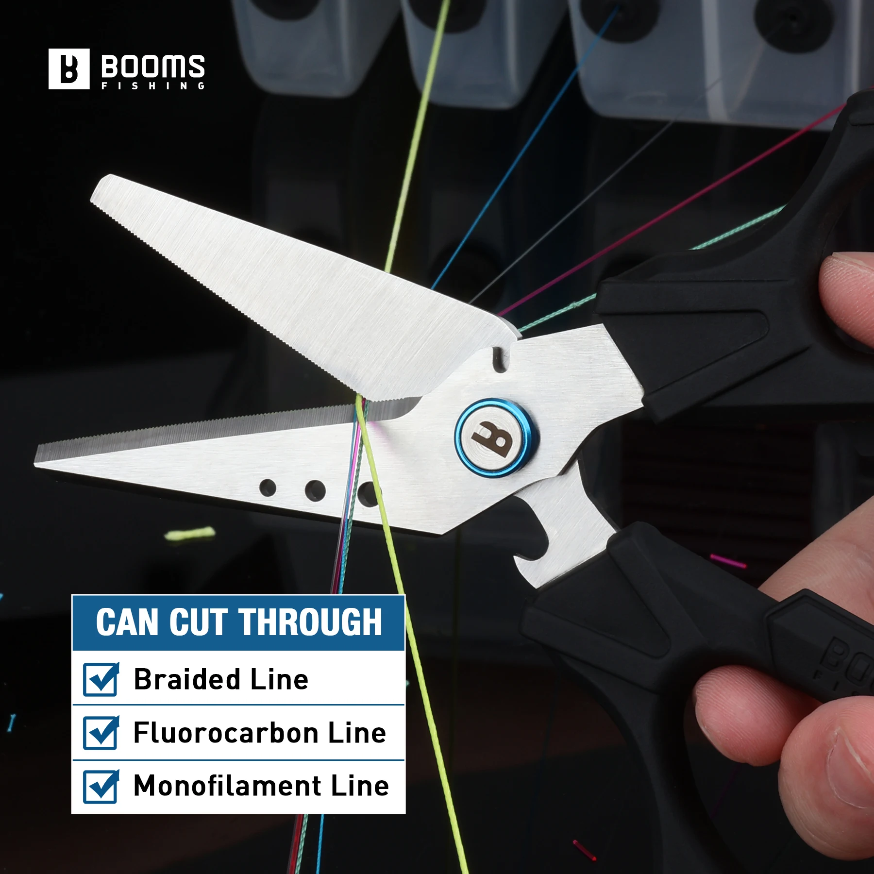 Booms Fishing S04 + RG4 tijeras de pesca con llavero retráctil conjunto multifuncional PE línea trenzada accesorios de herramientas de pesca de carpa - imagen 3