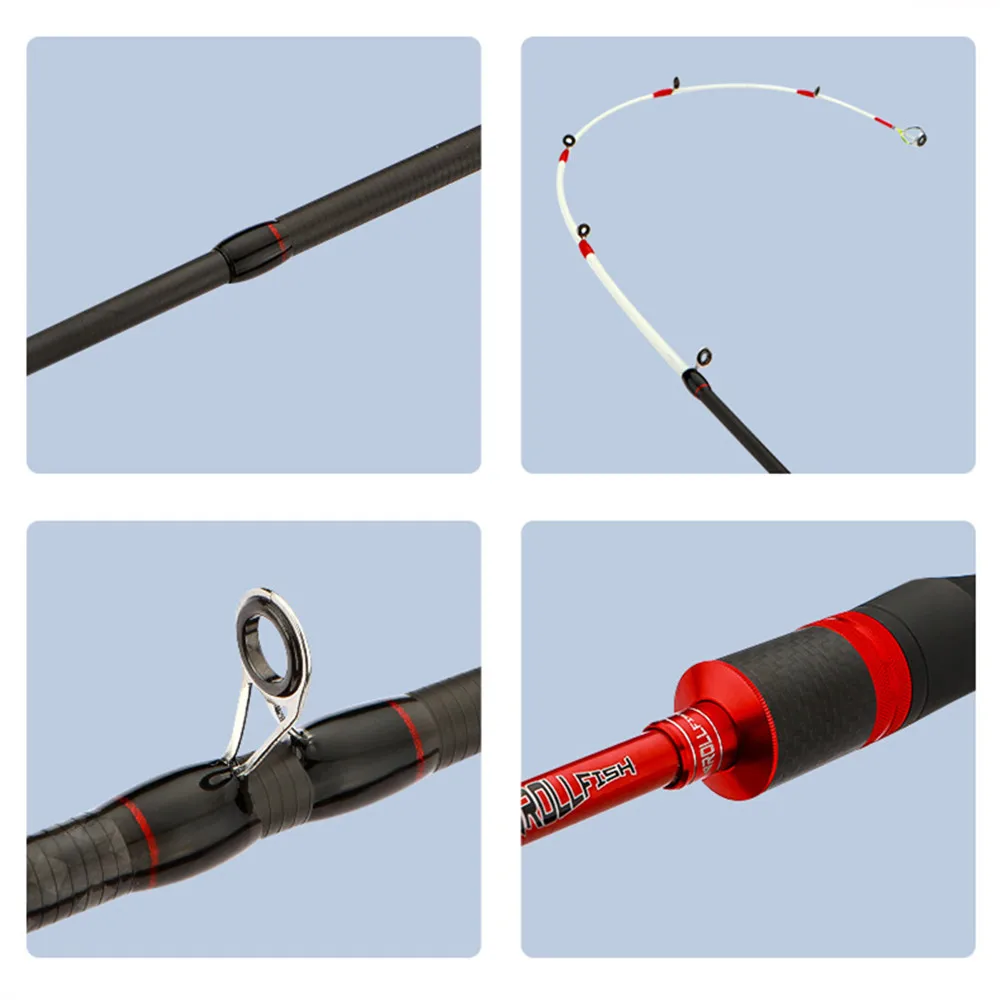 ROLLFISH-caña de pescar de fibra de carbono, caña de pescar de Punta sólida, para agua salada, Jigging, 8:2 WT130g, 1,65 M - imagen 5