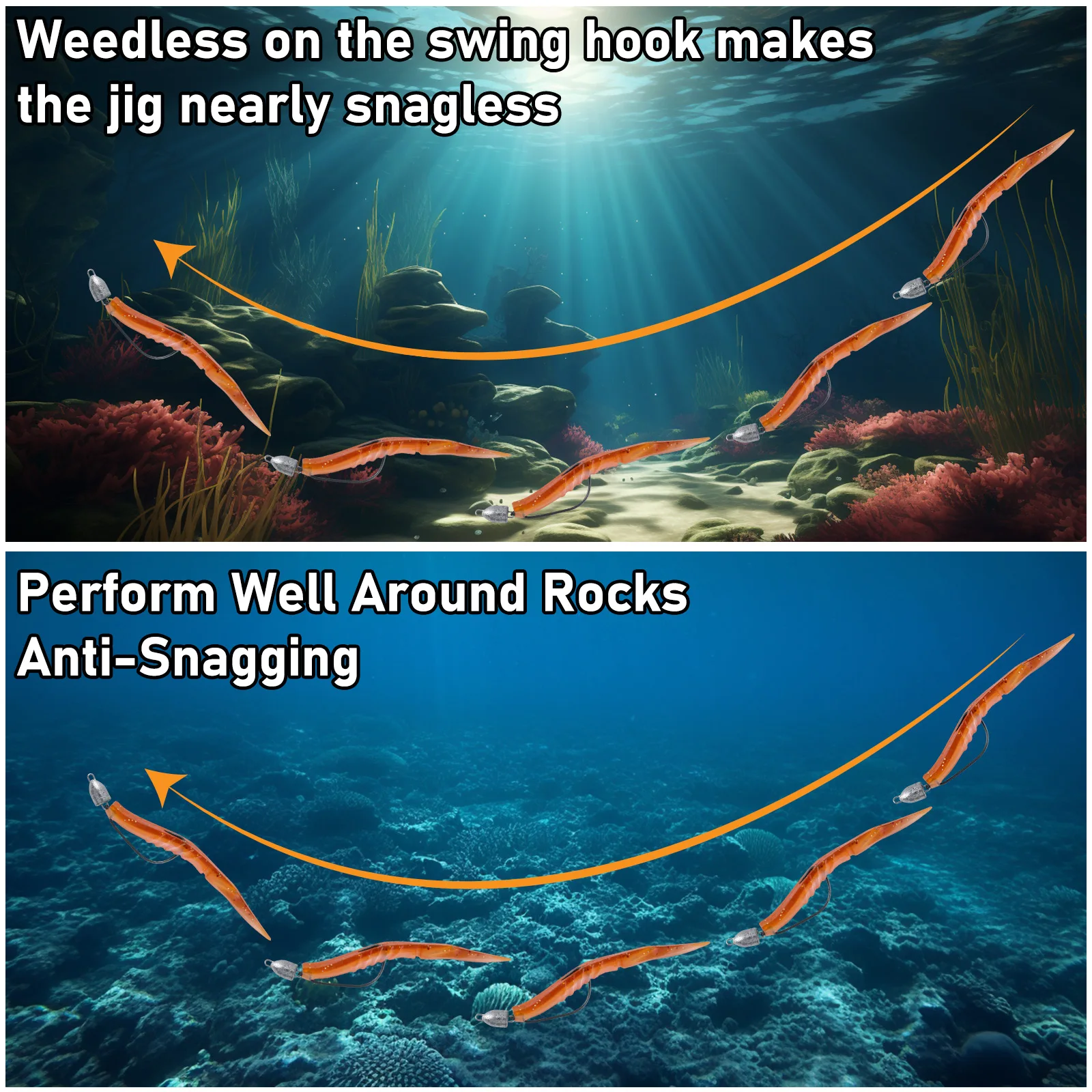 Anzuelo de cabeza de bala de 3 piezas, plantilla oscilante de Texas, anzuelo de pesca de lubina ponderado, cabeza redonda para bagre, trucha, perca - imagen 2