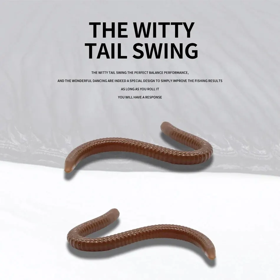 Señuelo de pesca de gusano rojo realista, 10 piezas-50 piezas, 7cm/9cm, señuelo suave, gusano de tierra, pesca de hielo en invierno, cebo de pesca Artificial de silicona - imagen 5