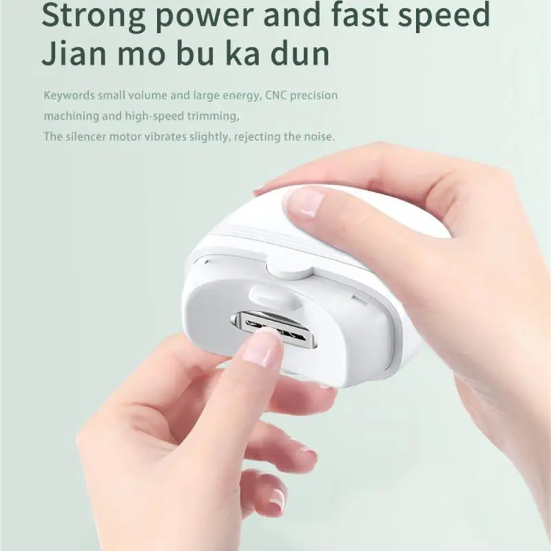 Cortaúñas eléctrico USB con luz LED, amoladora de uñas automática de 2 velocidades, recortadora para bebés y adultos, Mini herramientas de manicura - imagen 3