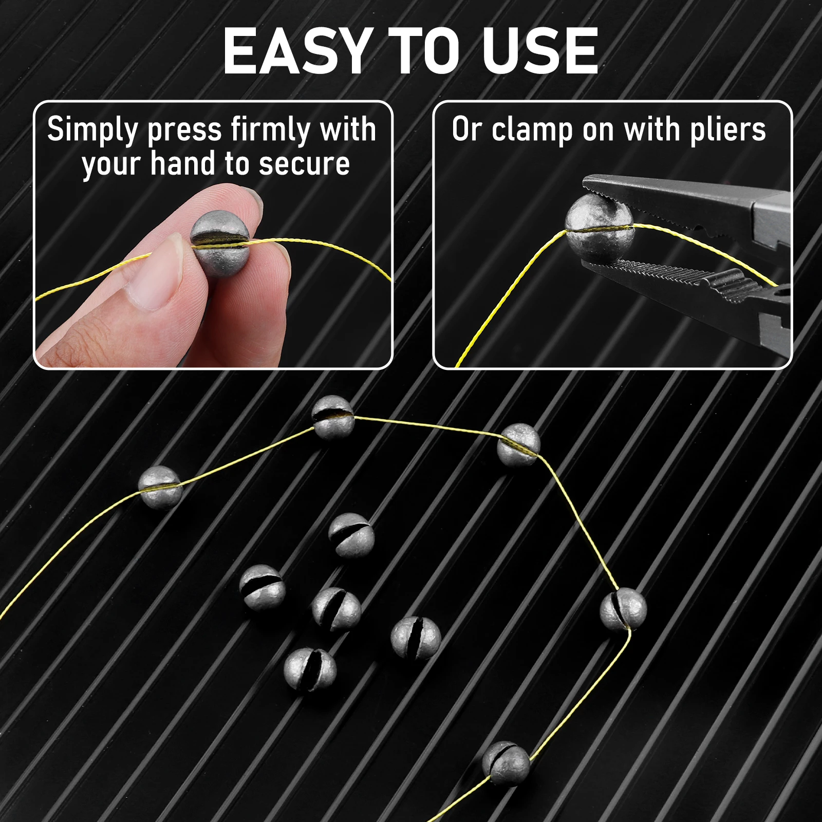 100 Uds. Pesos de pesca de tiro dividido, plomos con Clip redondo, plomo para huevos, pesas extraíbles para lubina, trucha, tipo de pez, agua salada - imagen 5