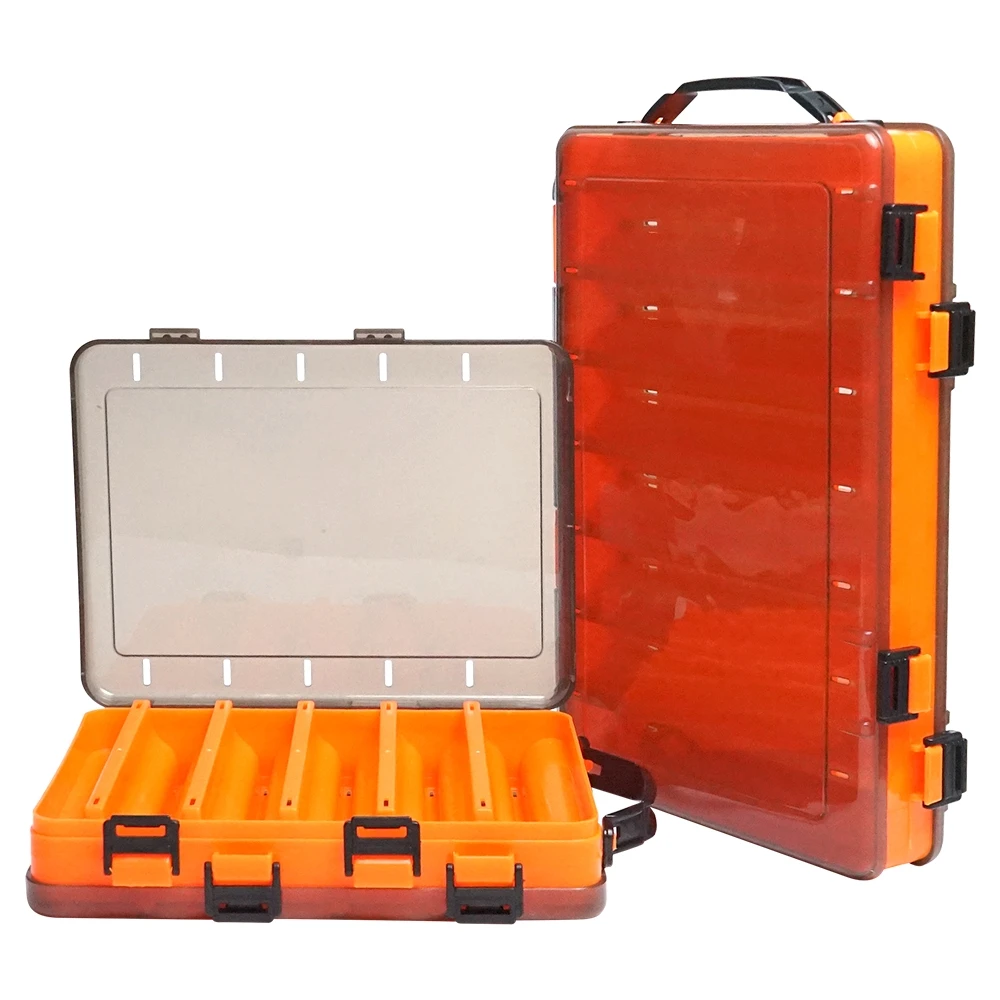 Caja de aparejos de pesca de doble cara, estuche de almacenamiento de 12/14 celdas, cebos falsos, anzuelos, accesorios de herramientas de pesca portátiles impermeables - imagen 5
