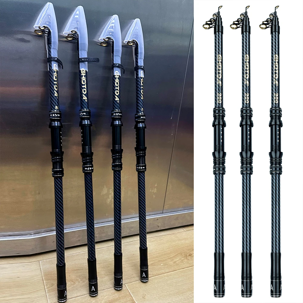 Caña de pescar telescópica súper dura, caña giratoria de fibra de vidrio de 2,1 m-4,5 m, caña de pescar de proyección de largo alcance, agua de mar y agua dulce - imagen 3