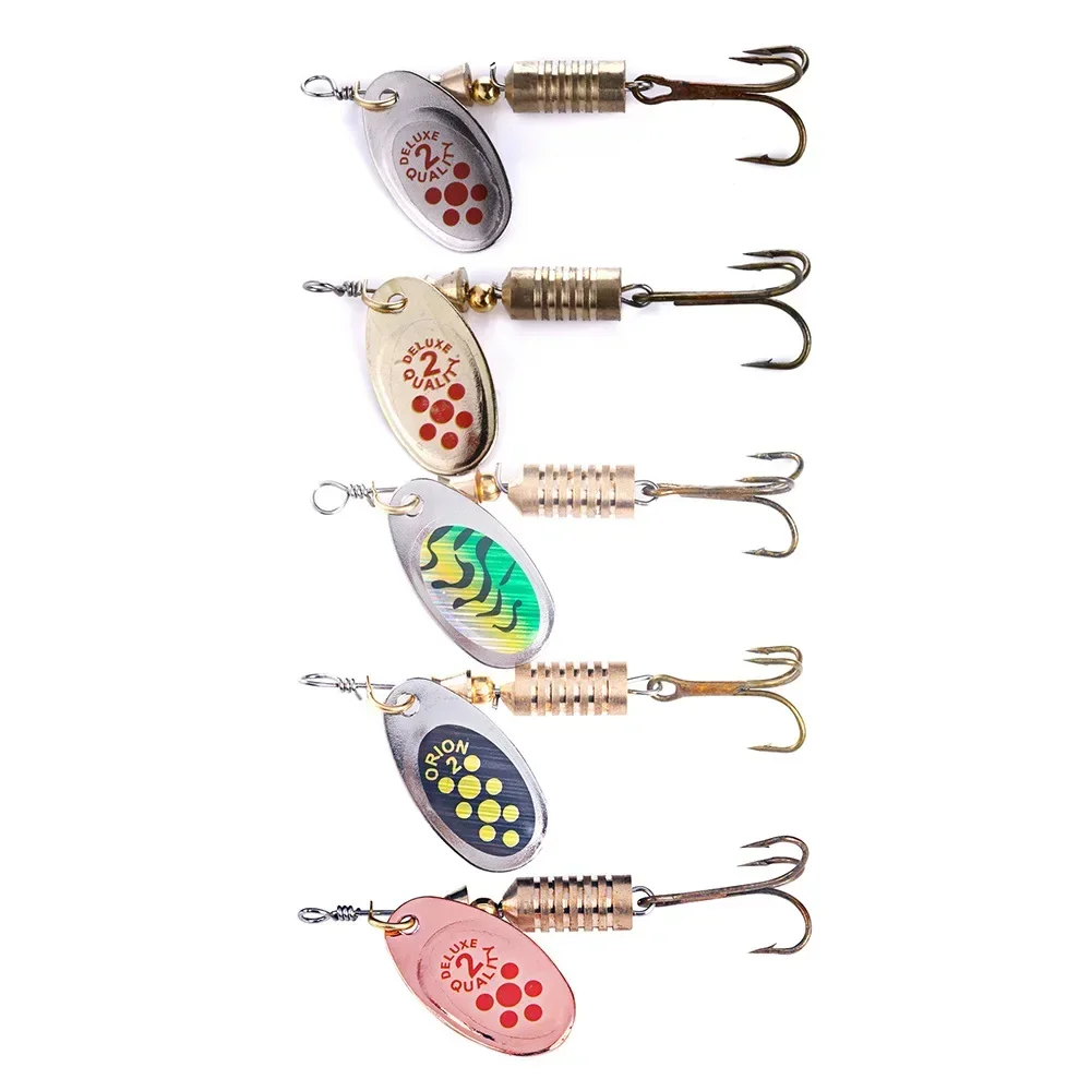 Señuelo giratorio de Metal para pesca, cebo de 5 piezas, 6,7 cm, 7g, con lentejuelas, Crankbait, para lubina, trucha, perca, Lucio - imagen 5