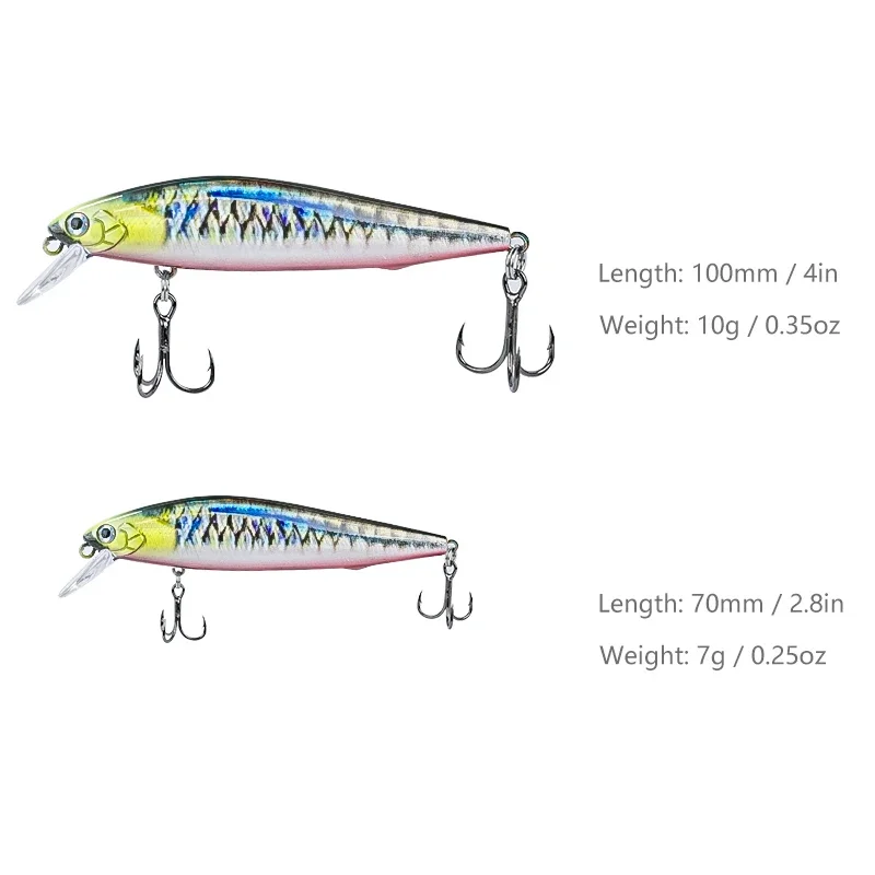 Minnow-señuelo de pesca de 100/70mm, 10/7g, ojos 3D, Crankbait, wobbler, cebo duro de plástico Artificial, aparejos de pesca - imagen 2