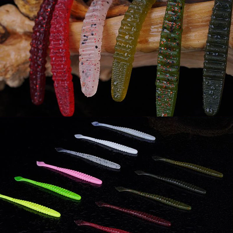 10 Uds FISHANT gusano plano fideos gusano flotante señuelo suave 76,2/88,9/101,6mm Wobblers artificiales para peces lubina agregar sal conjunto de cebo falso - imagen 5