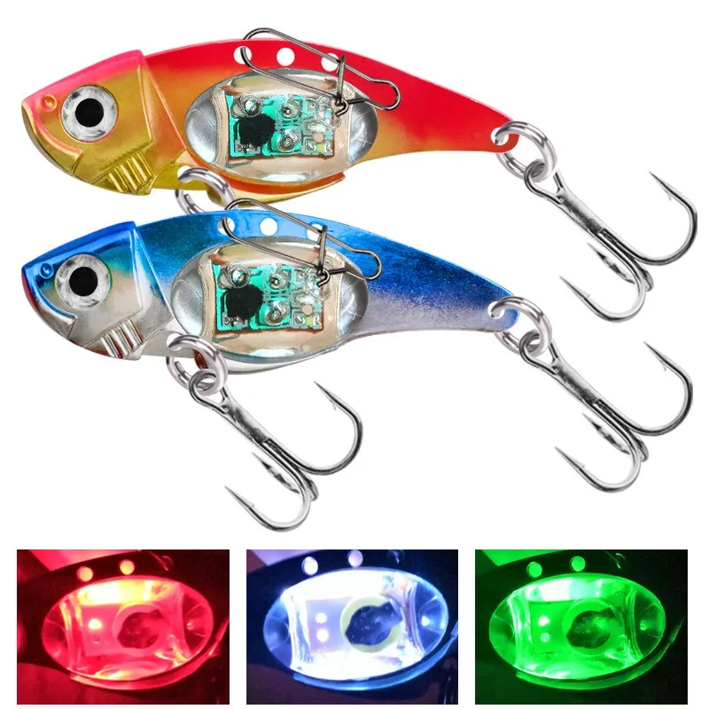 Lámpara de pesca electrónica, aparejos de cebo, luz LED, señuelo de pesca, anzuelo triple, señuelo de pez, lámpara intermitente (rojo, azul) - imagen 2