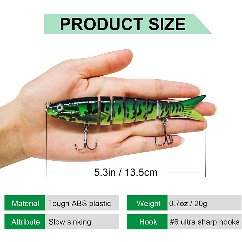 Acce Swimbait Multiarticulado - Cebo lento para trucha y lubina - imagen 5