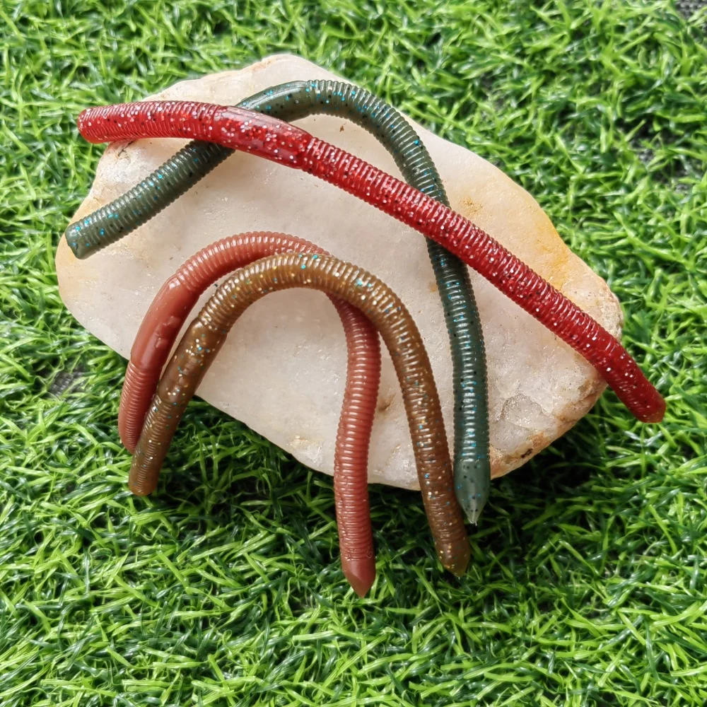 MUKUN-señuelo suave de lombriz de tierra, hundimiento lento, 3,8g, 130mm, Señuelos de pesca artificiales, lubina, pez plano, gusanos, cebos blandos de pesca - imagen 3