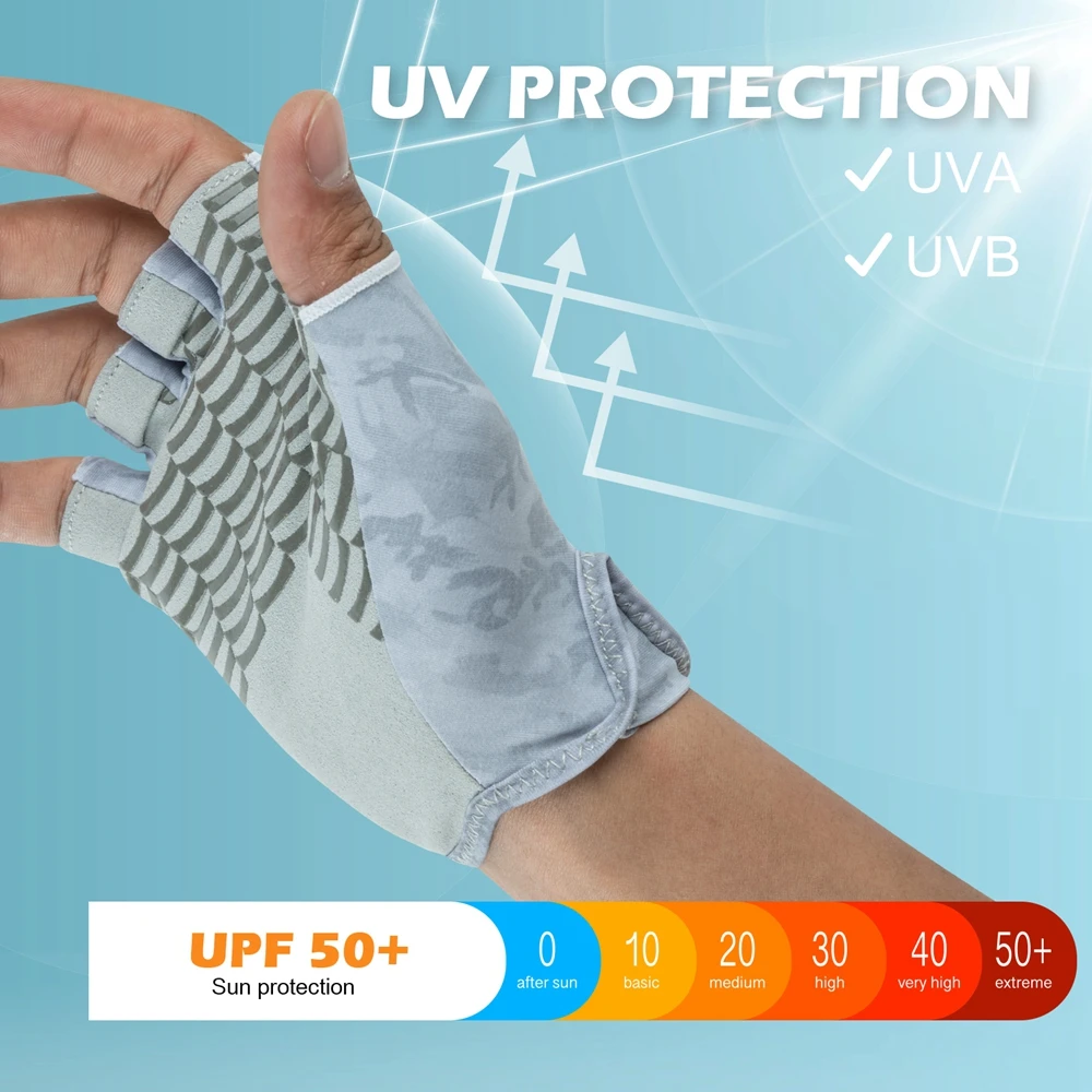 Goture Guantes de pesca sin dedos, protección UV de verano, guantes de medio dedo para pesca, navegación, senderismo, ciclismo para hombres y mujeres - imagen 3