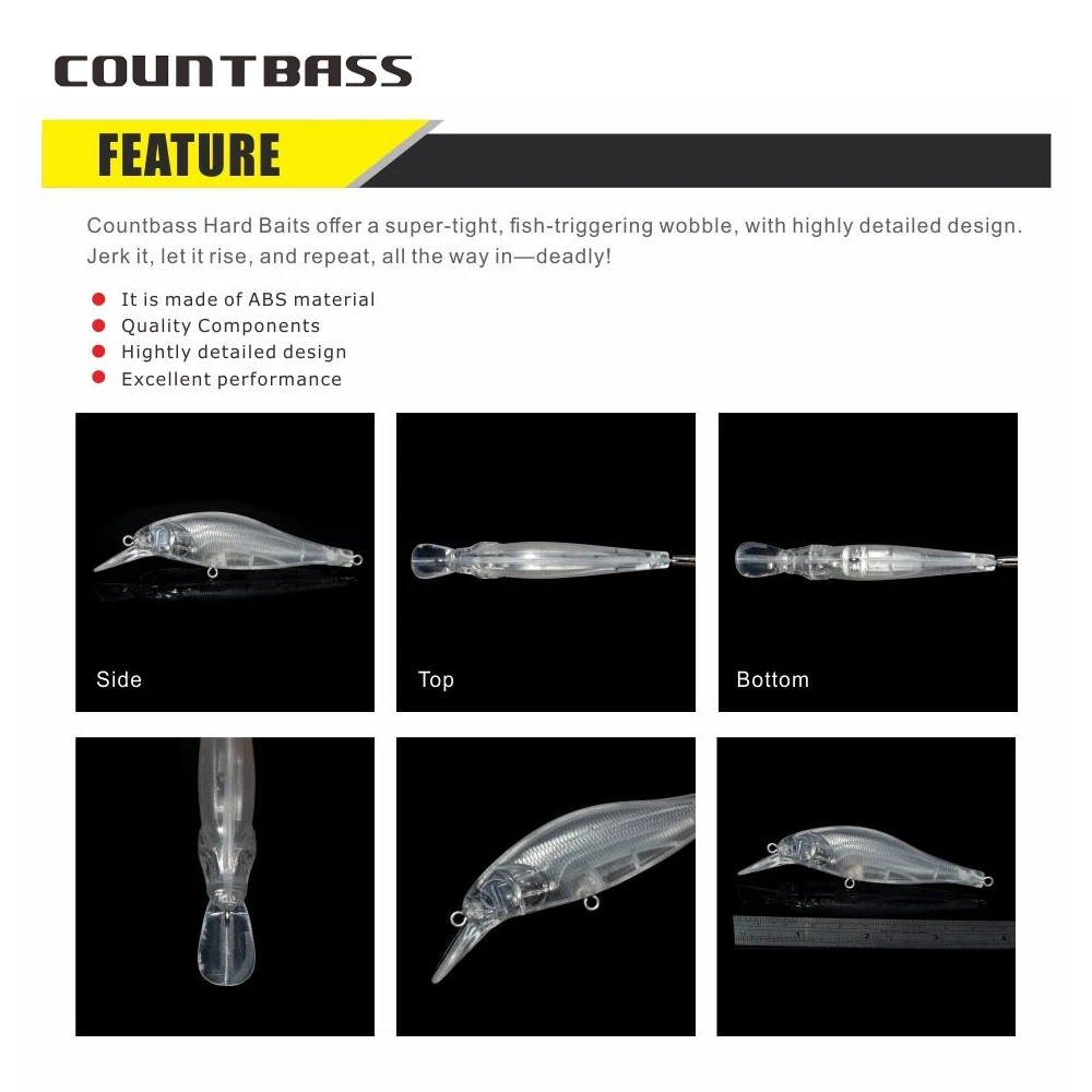 Countbass 10 Uds sistema magnético señuelos duros en blanco Minnow 81mm/3 "9,5g/0,34oz cebos de pesca sin pintar, Wobblers para lubina Walleye - imagen 4