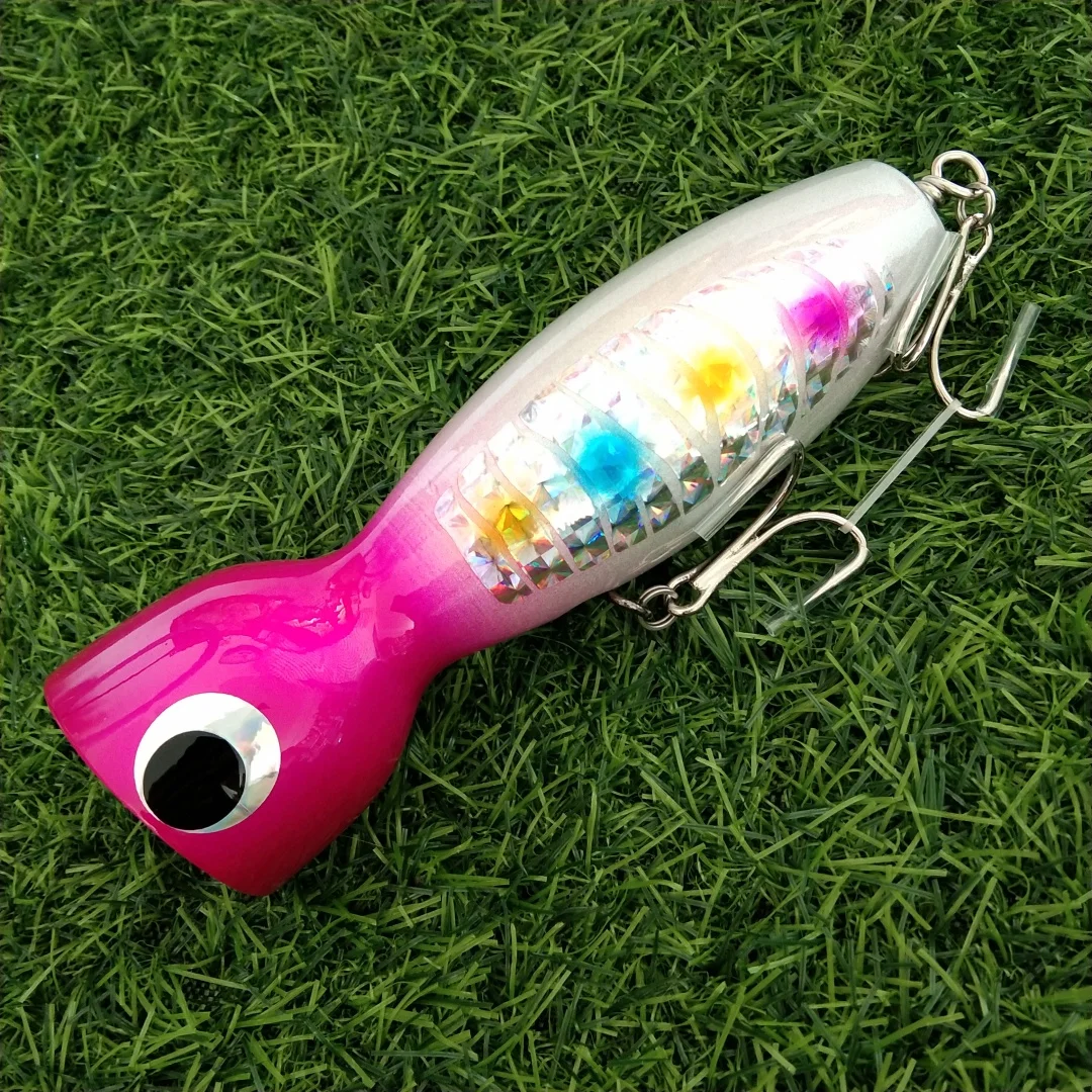 1 unidad de cebo de madera de 126g y 114g, señuelo de arrastre, lápiz de aguas profundas, pesca en barco, cebo Artificial, señuelo de pesca, cebos Popper de madera