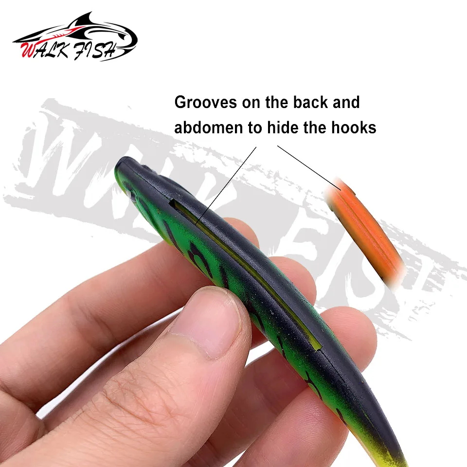 WALK FISH-Señuelos de Pesca Wobbler, cebo blando de 10g y 12cm, Swimbaits de Japón Shad, cebo Artificial, cabeza de plantilla, pesca con mosca, goma de silicona - imagen 4